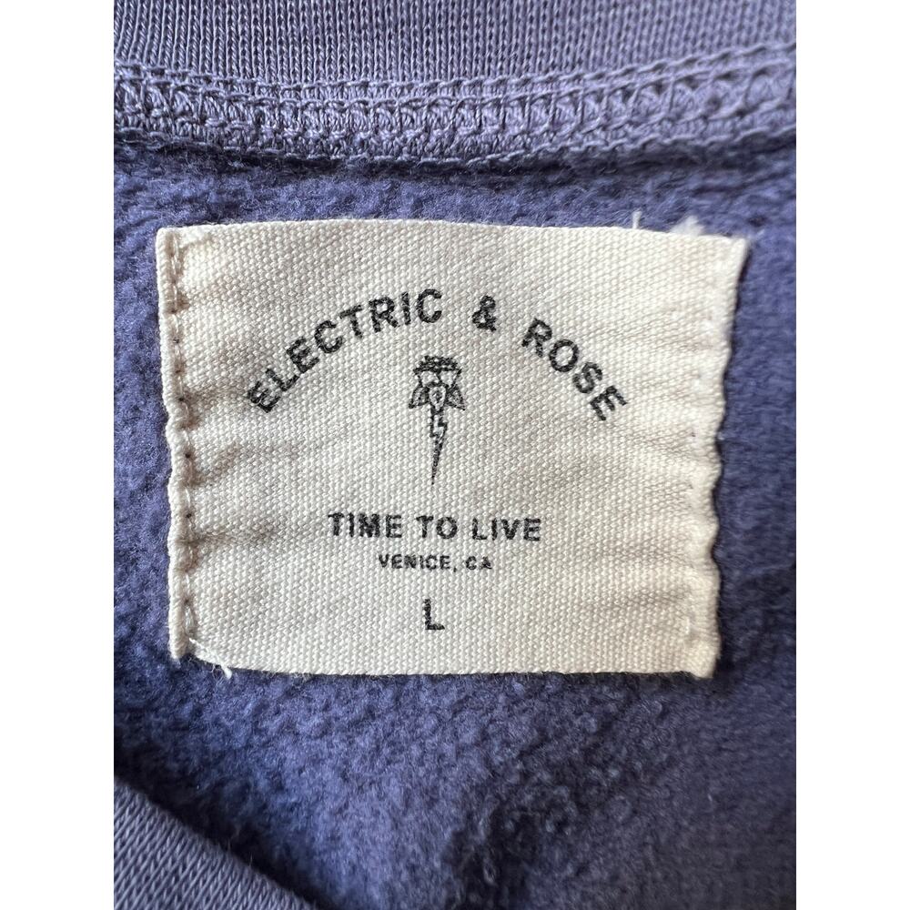 ELECTRIC & ROSE WOMENS OVERSIZED SWEATSHIRT DISTRESSED HEM NECK PURPLE SZ LARGE - Picture 4 of 12